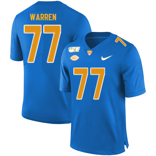 2019 Men #77 Carter Warren Pitt Panthers College Football Jerseys Sale-Royal